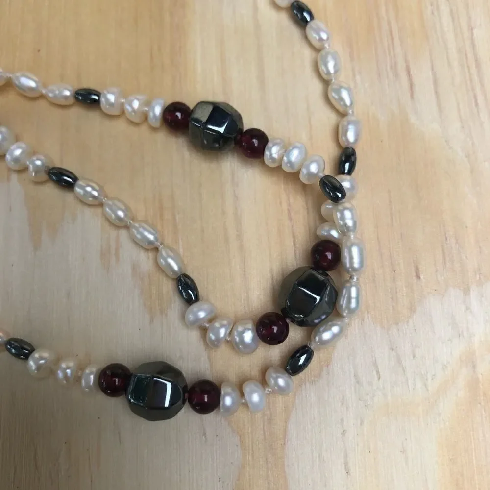 Black Onyx And Freshwater Pearl Necklace